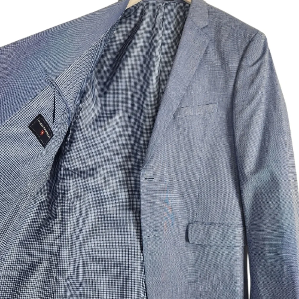 Saddlebred Business Casual Blue Chambray Sports Coat Cotton Size 40R